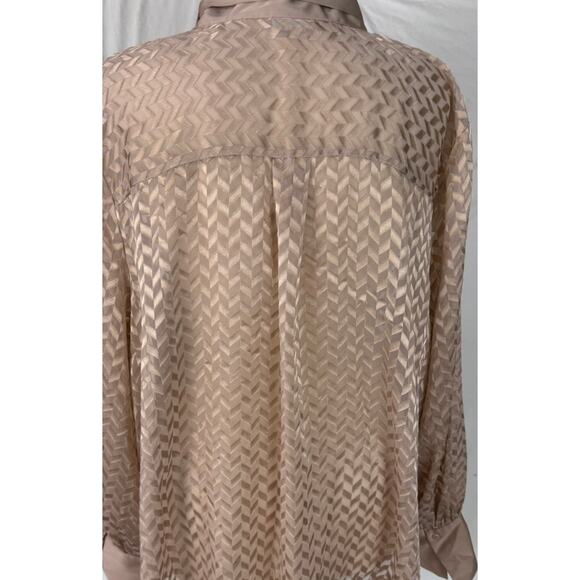 Worhington Womens 2X V Neck Tie Long Sleeve Semi Sheer Blouse Top - Picture 6 of 10